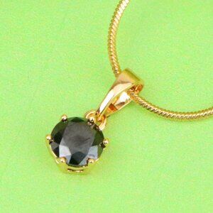 "Minimal Black Round Pendant in Gold Plated Brass, XPPT1208